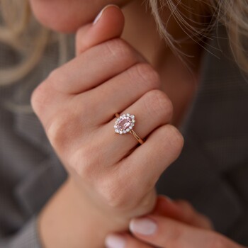 0.25 Ct Pırlanta Lotus Morganite Yüzük - Siempre