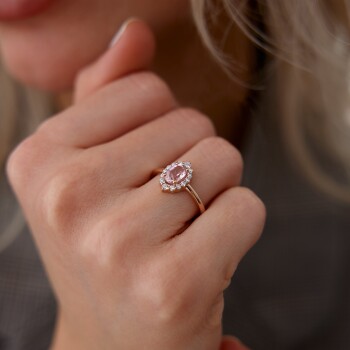 0.25 Ct Pırlanta Lotus Morganite Yüzük - Siempre (1)