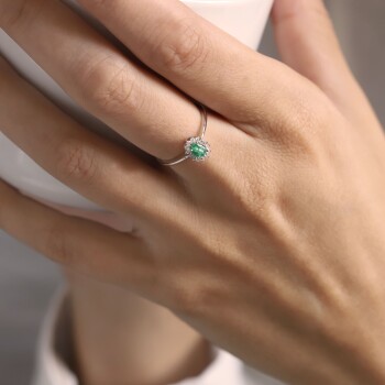 0.25 Ct Pırlanta Zümrüt Yüzük - Siempre (1)