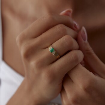 0.27 Ct Zümrüt Troy Pırlanta Yüzük - Simoro