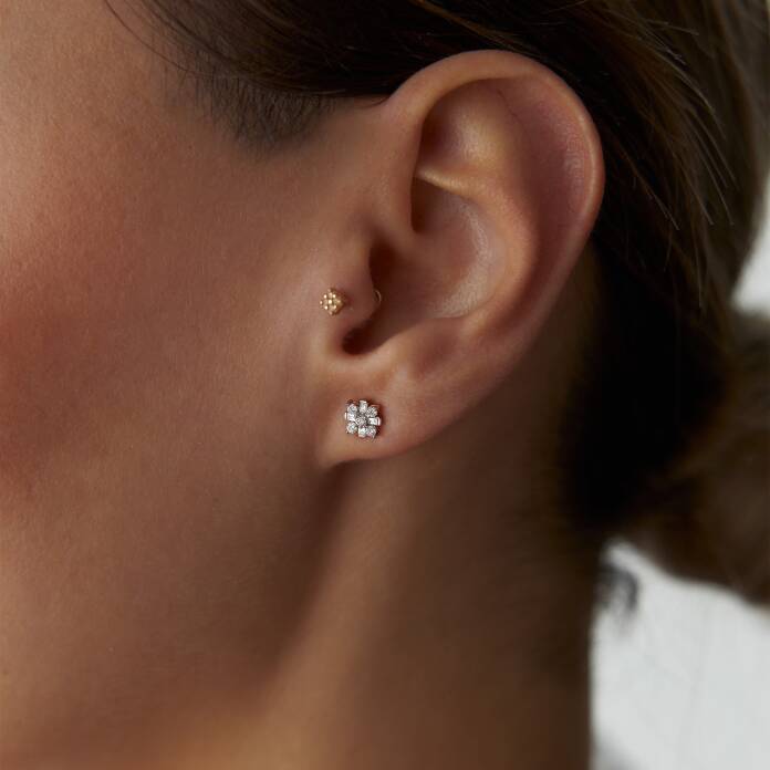 0.29 Ct Pırlanta Aşk Çiçeği Küpe - 1