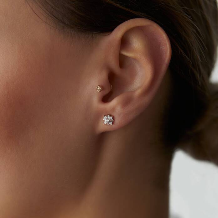 0.29 Ct Pırlanta Aşk Çiçeği Küpe - 3