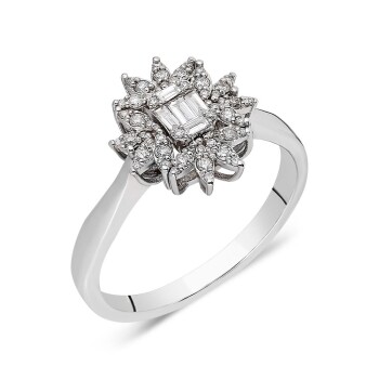 0.29 Ct Pırlanta Pi Baget Yüzük - 4