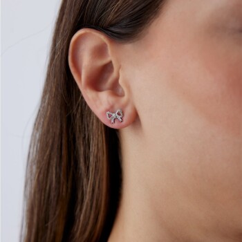 0.30 Ct Pırlanta Taşlı Fiyonk Küpe - Özkonak