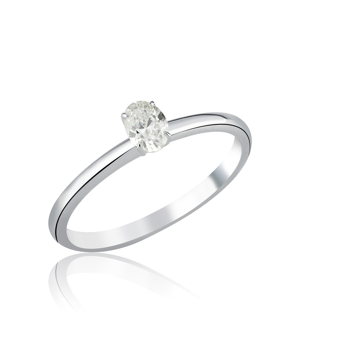 0.30 Ct HRD Sertifikalı Pırlanta Oval Tektaş Yüzük - 1