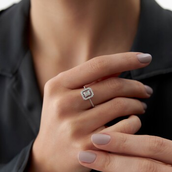 0.32 Ct Pırlanta Parçalı Baget Yüzük - Siempre (1)