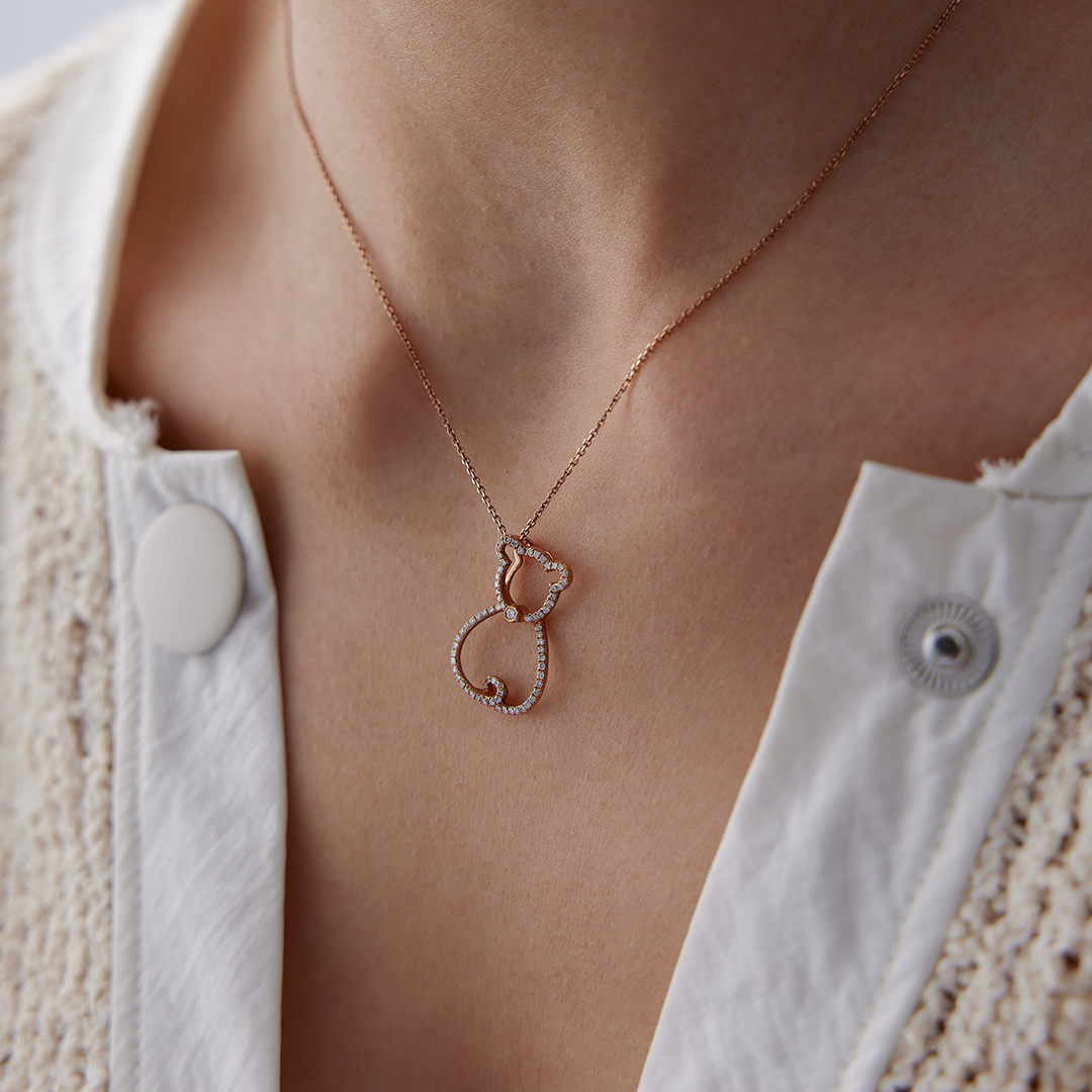 0.35 Karat Pırlanta Bear Kolye - 2