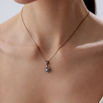 0.36 Ct Elmas Mini Gül Kolye - Özkonak