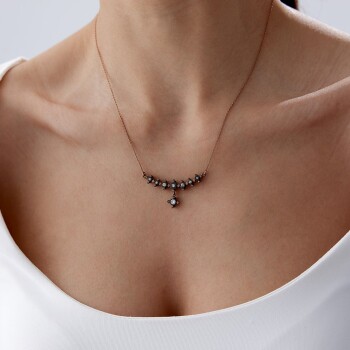 0.37 Ct Elmas Sallantılı Tektaş Salıncak Kolye - Özkonak