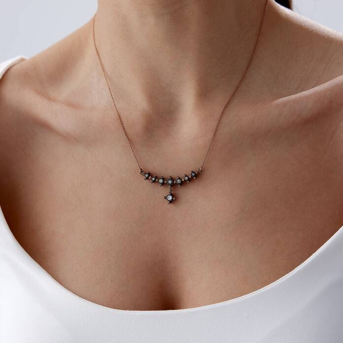 0.37 Ct Elmas Sallantılı Tektaş Salıncak Kolye - 1