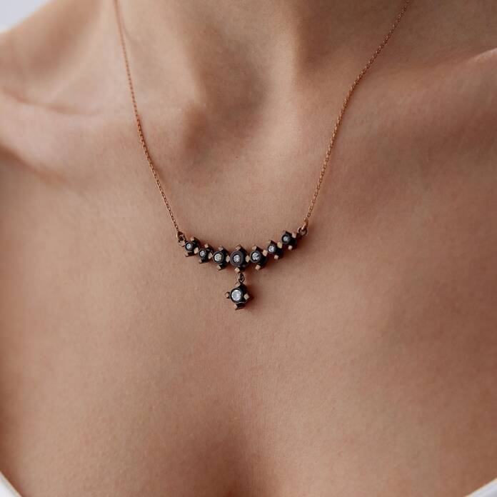 0.37 Ct Elmas Sallantılı Tektaş Salıncak Kolye - 2