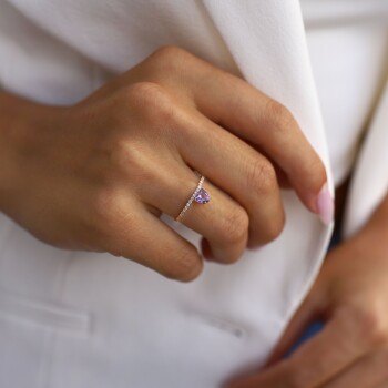 0.37 Ct Pırlanta Ametist Taşlı Yüzük - Siempre