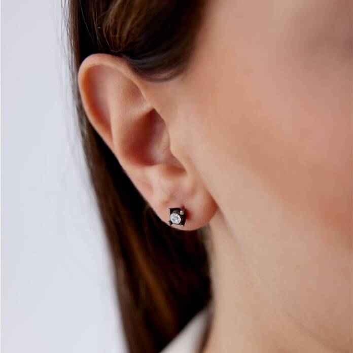 0.40 Ct Elmas Tırnaklı Tektaş Küpe - 2