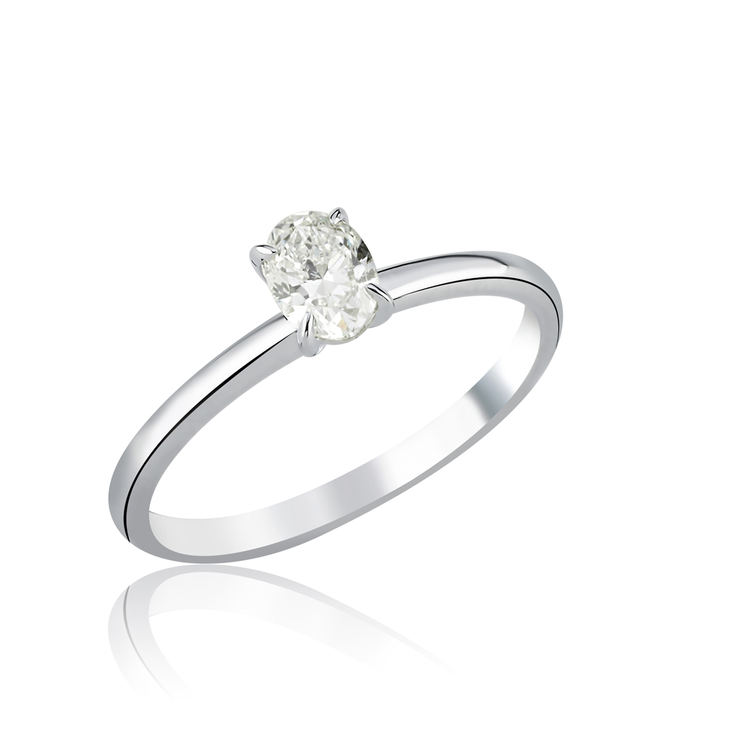 0.40 Ct HRD Sertifikalı Pırlanta Oval Tektaş Yüzük - 1