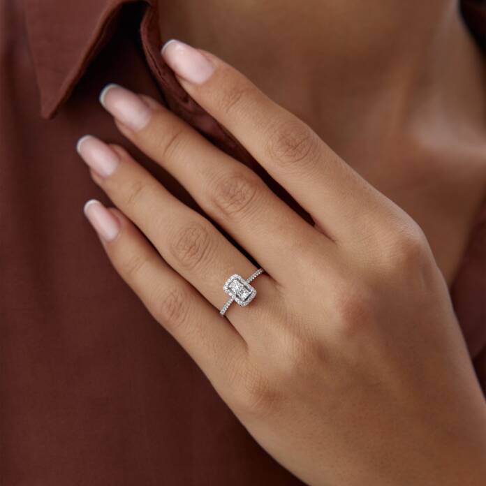 0.40 Ct Pırlanta Heta Parçalı Baget Yüzük - 2