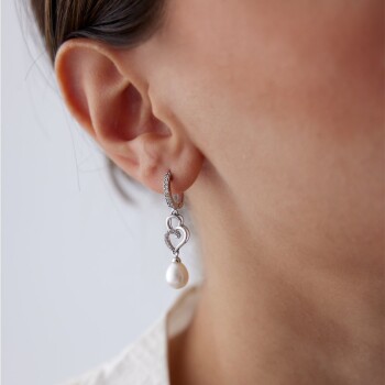 0.40 Ct Pırlanta İnci Sallantılı Küpe - Özkonak (1)