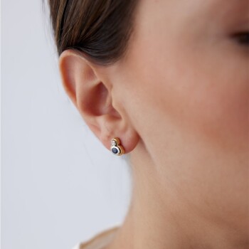 0.40 Ct Pırlanta Oval Safir Küpe - Özkonak (1)