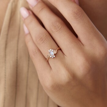 0.40 Ct Pırlanta Vintage Moonstone Yüzük - Siempre (1)