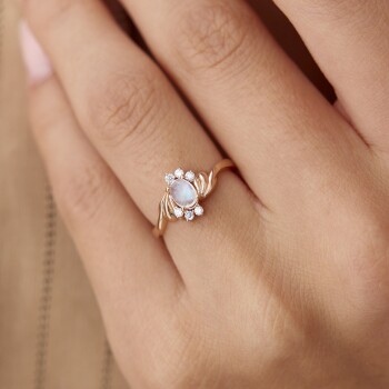 0.40 Ct Pırlanta Vintage Moonstone Yüzük - Siempre