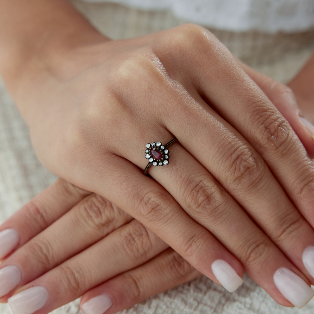 0.41 Ct Elmas Yakut Taşlı Yüzük - 2