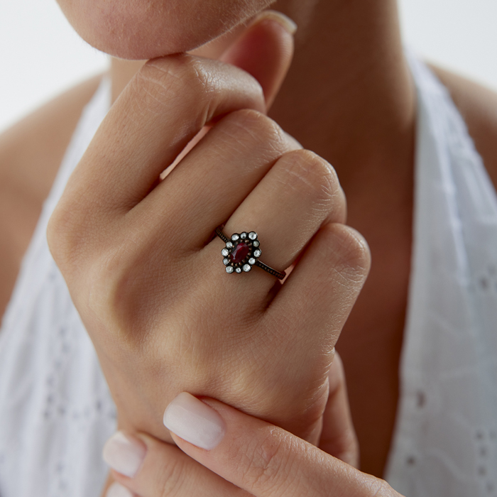 0.41 Ct Elmas Yakut Taşlı Yüzük - 3