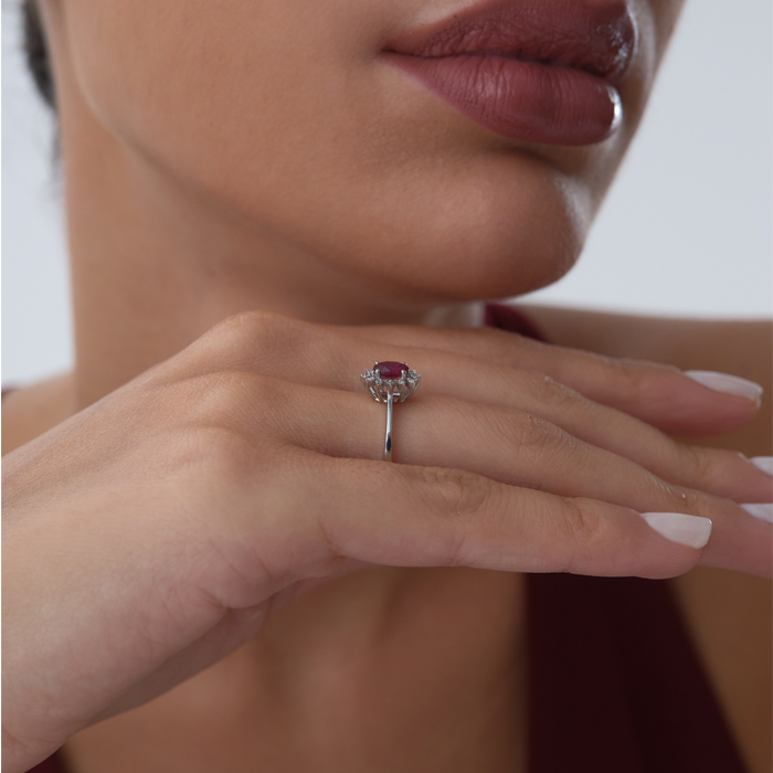 0.41 ct Oval Yakutlu Empire Yüzük - 4