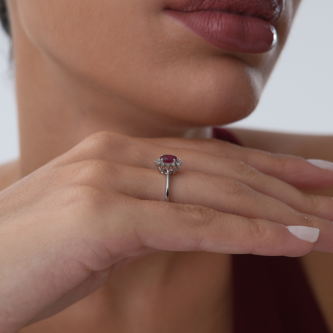 0.41 ct Oval Yakutlu Empire Yüzük - 4