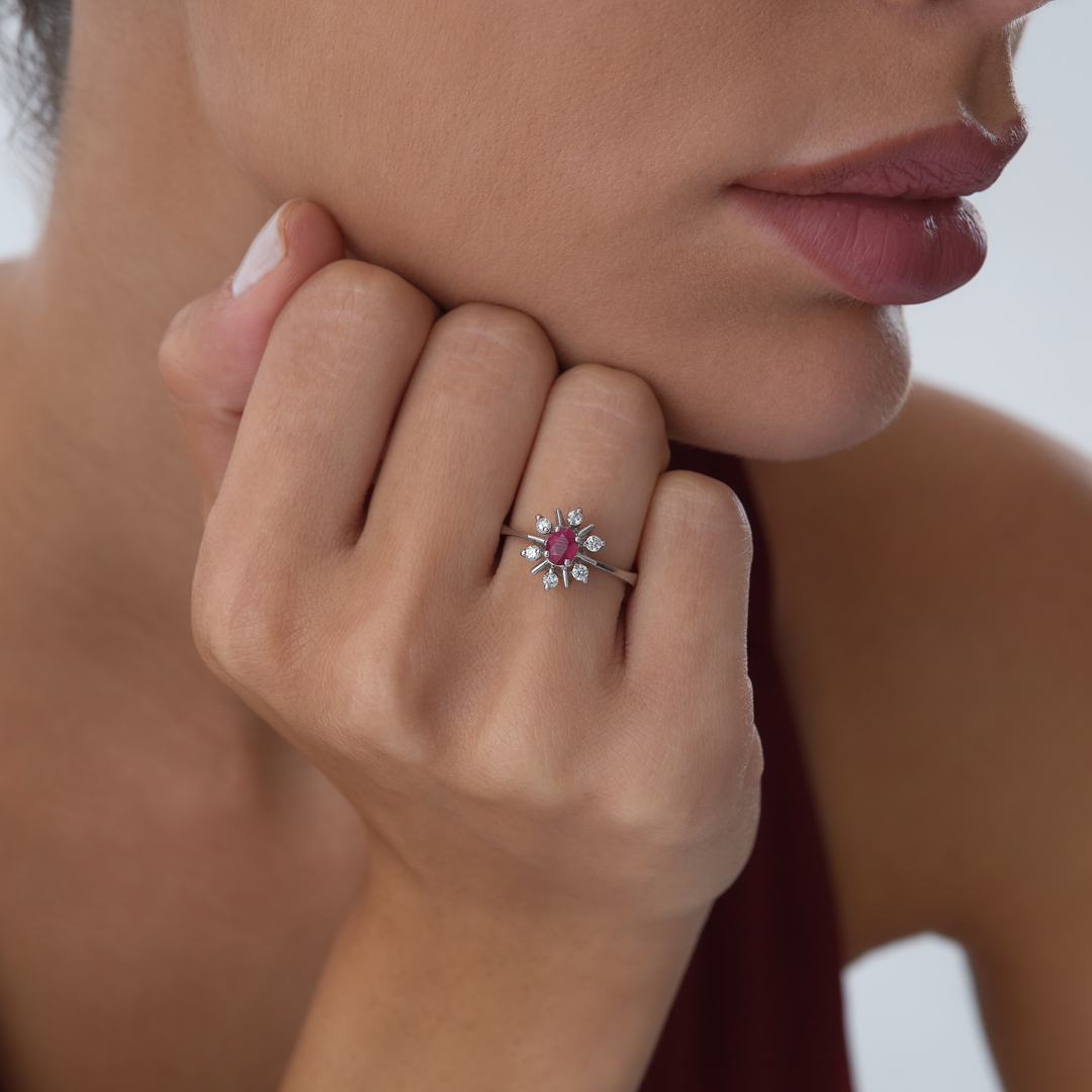 0.41 ct Yakut Al Sancak Pırlanta Yüzük - 1