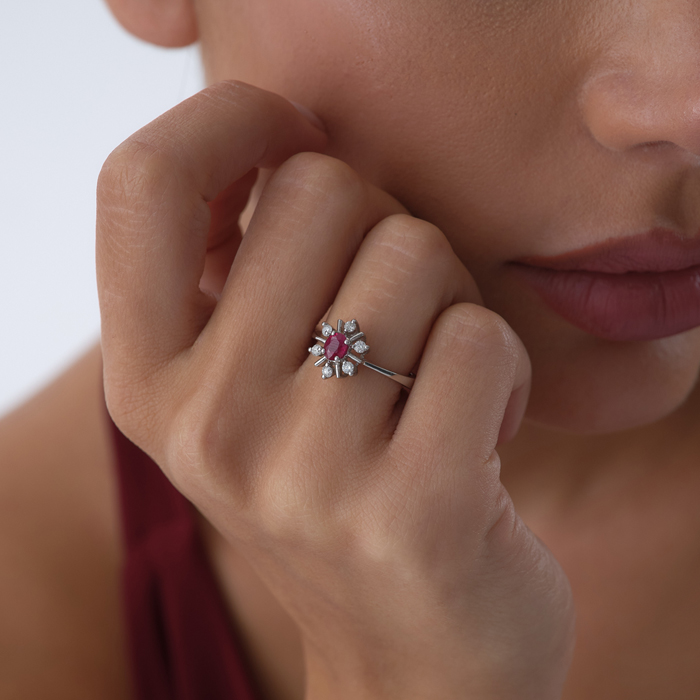 0.41 ct Yakut Al Sancak Pırlanta Yüzük - 4