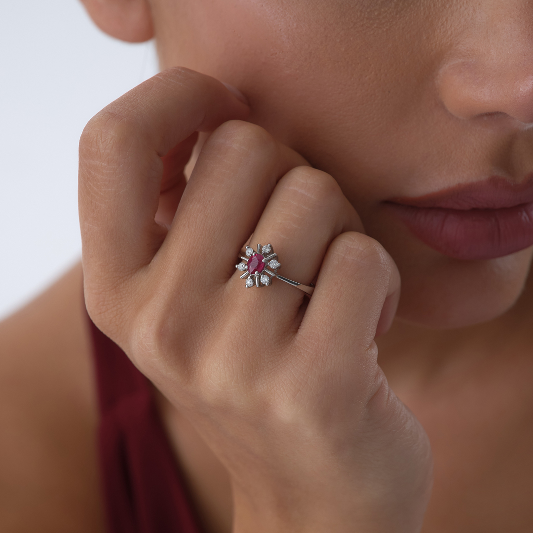 0.41 ct Yakut Al Sancak Pırlanta Yüzük - 4