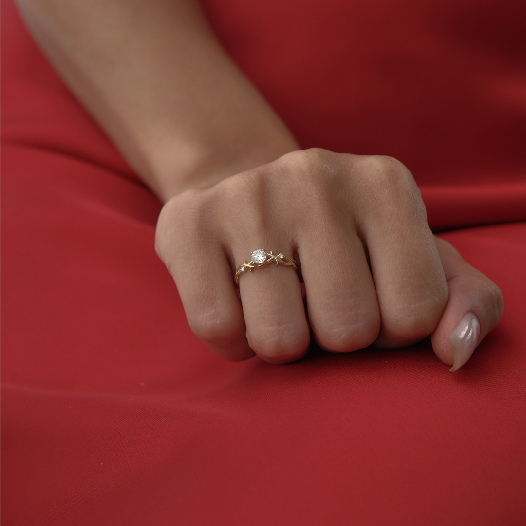 0.42 ct Dikenli Dal Pırlanta Yüzük - 1