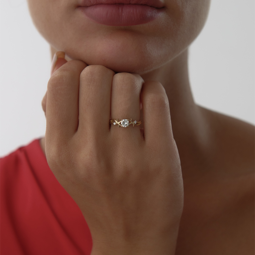 0.42 ct Dikenli Dal Pırlanta Yüzük - 2