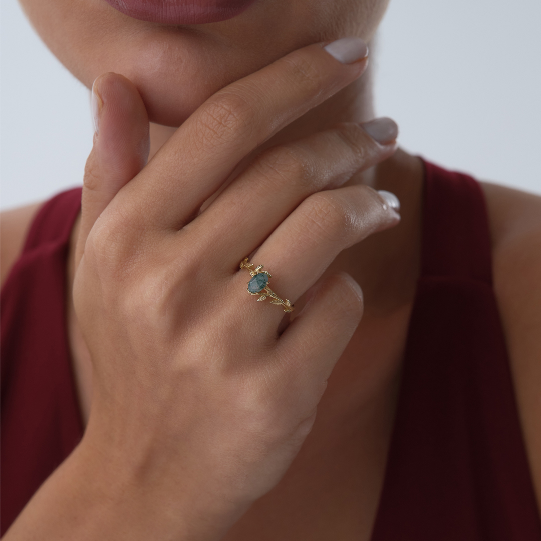 0.43 ct Moss Agate Yüzük - 2