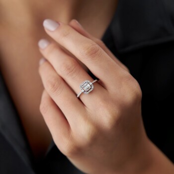 0.43 Ct Pırlanta Mu Kare Baget Yüzük - Siempre