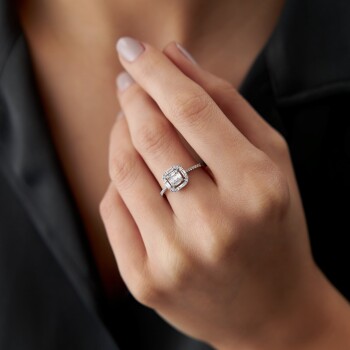 0.43 Ct Pırlanta Mu Kare Baget Yüzük - Siempre (1)