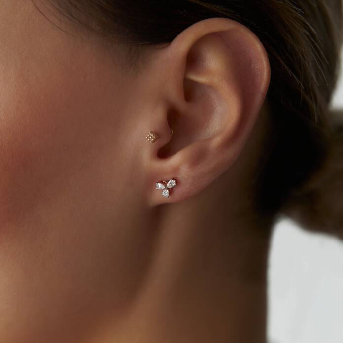 0.43 Ct Pırlanta Yaprak Küpe - 2