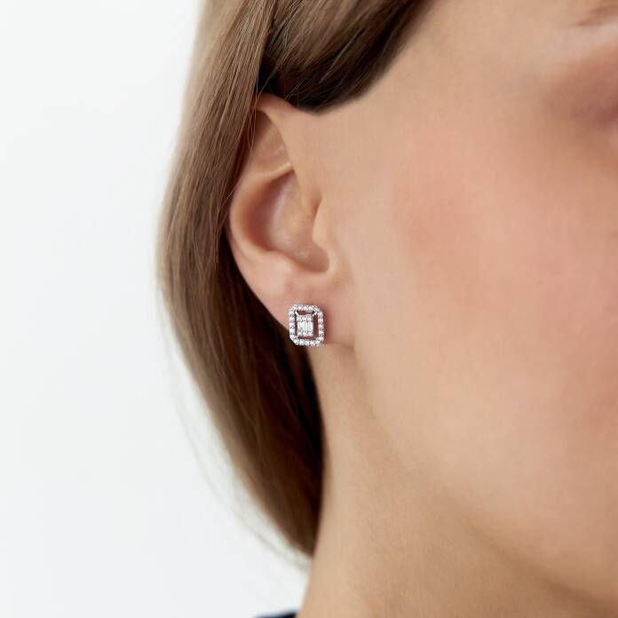 0.44 Ct Pırlanta Parçalı Baget Küpe - 3