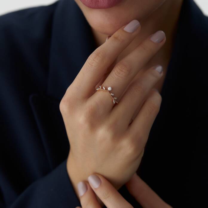 0.47 Ct Pırlanta Yaprak Yüzük - 1