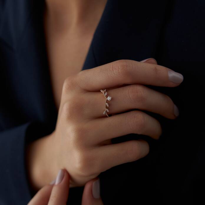 0.47 Ct Pırlanta Yaprak Yüzük - 2