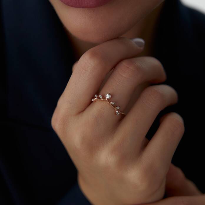 0.47 Ct Pırlanta Yaprak Yüzük - 3