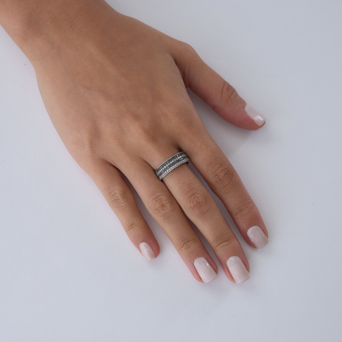 0.50 ct 4 Sıra Siyah Beyaz Tamtur Pırlanta Yüzük - Siempre (1)