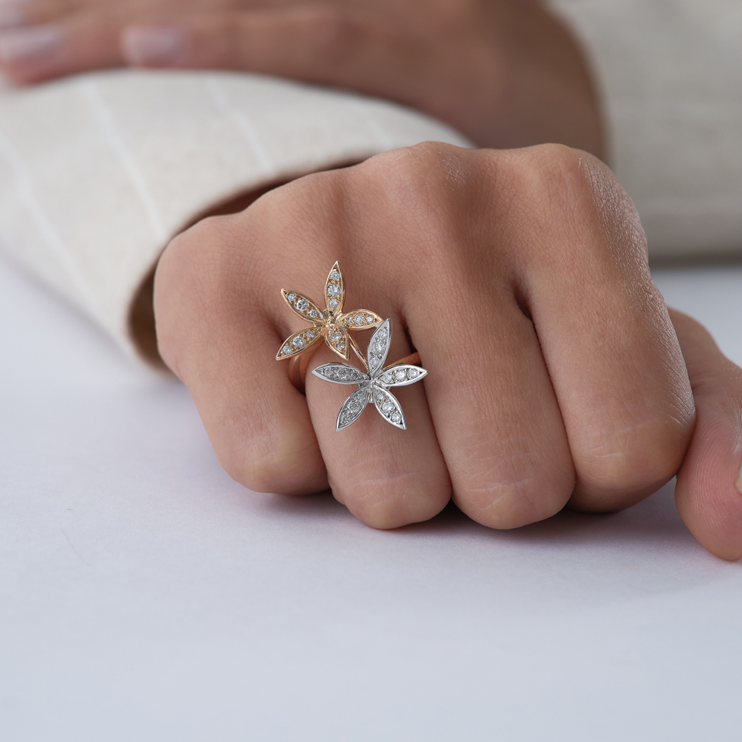 0.50 ct Double Flower Pırlanta Yüzük - 1