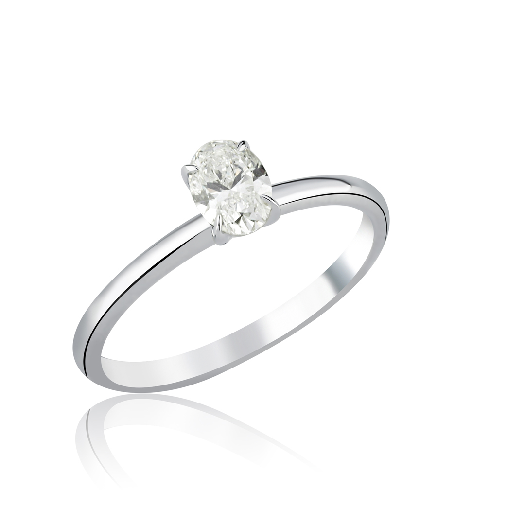 0.50 Ct HRD Sertifikalı Oval Pırlanta Tektaş Yüzük - 1