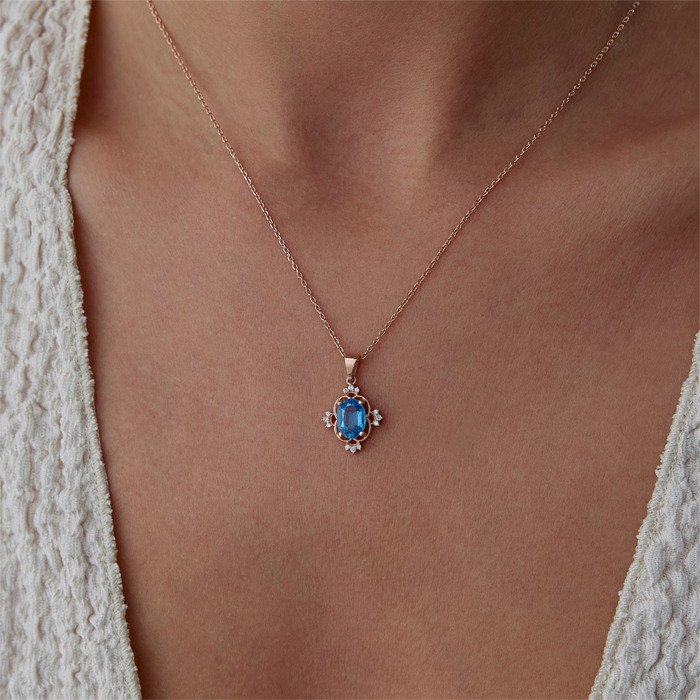 0.50 Karat Pırlanta Aqua Kolye - 1