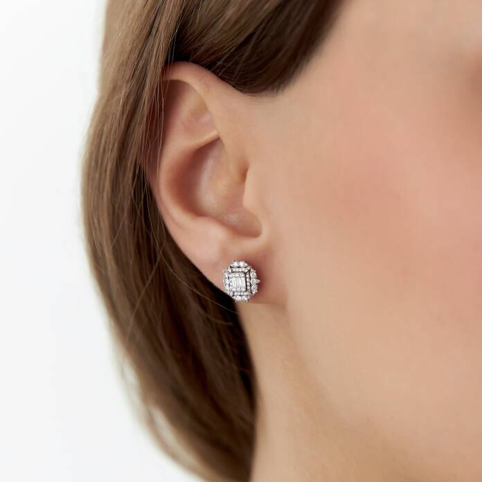 0.51 Ct Pırlanta Che Baget Küpe - 3