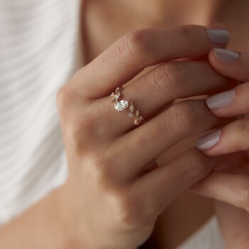 0.53 Ct Pırlanta Oval Leaf Yüzük - Siempre