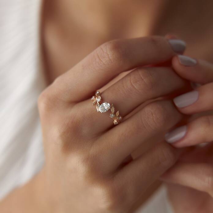 0.53 Ct Pırlanta Oval Leaf Yüzük - 2