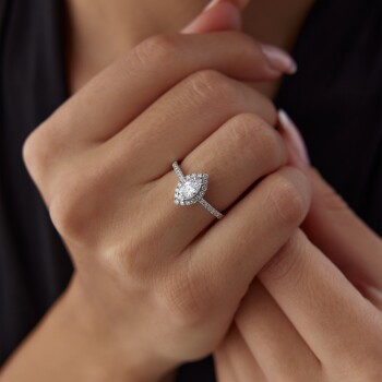 0.55 Ct Pırlanta Markiz Yüzük - 4