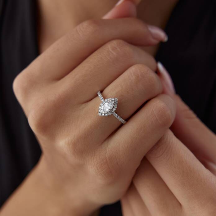 0.55 Ct Pırlanta Markiz Yüzük - 4