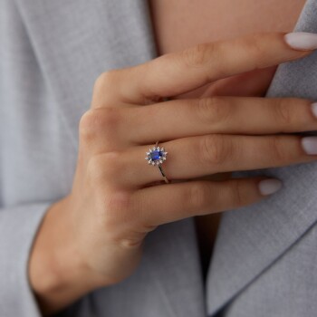 0.55 Ct Pırlanta Oval Safir Yüzük - Siempre